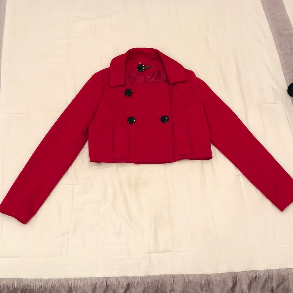 Red cropped jacket